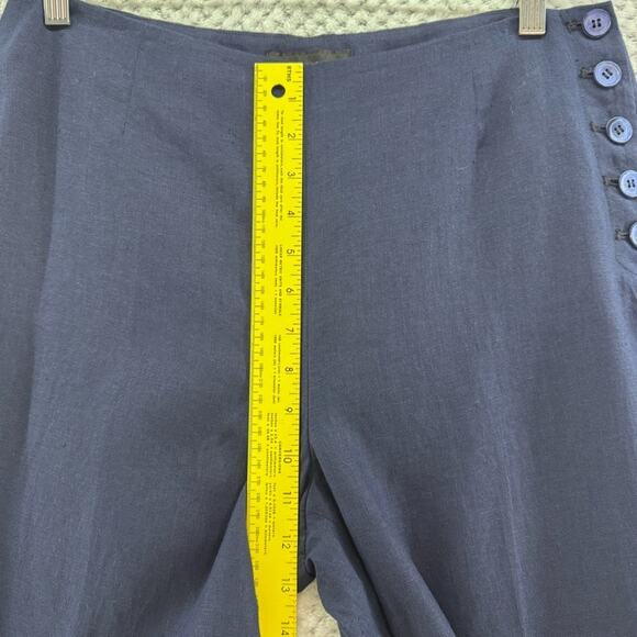 Talbots Pants Womens 8 Blue Linen High Rise Wide Leg Nautical Beach Preppy Sail - Picture 11 of 14